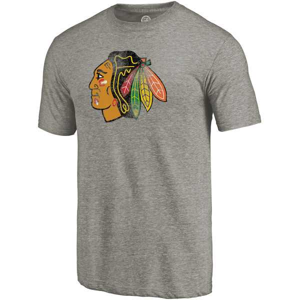 Men's Chicago Blackhawks Distressed Team Primary Logo Tri Blend T-Shirt Gray FengYun,We sell and wholesale Men's Chicago Blackhawks Distressed Team Primary Logo Tri Blend T-Shirt Gray FengYun on line form chian!